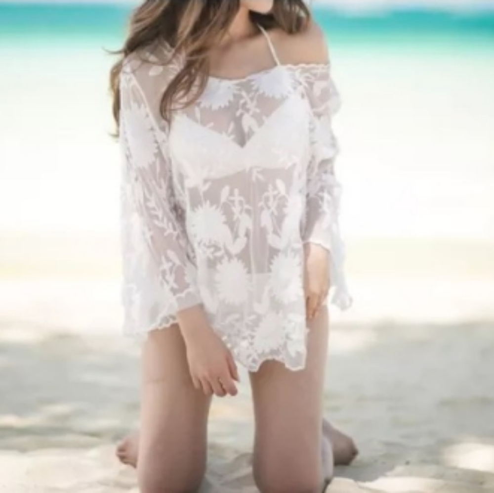 New White bikini coverup top